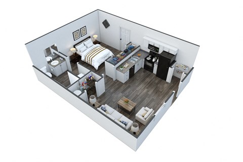 Floor plan for 1 bed, 1 bath, 520 sqft